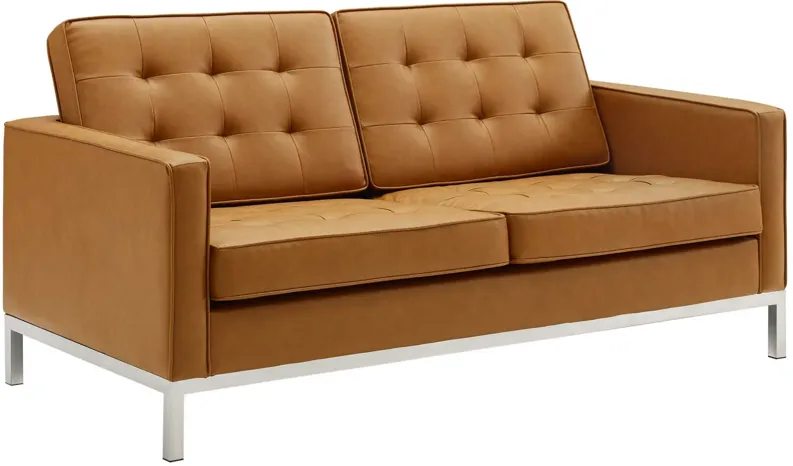 Loft Tufted Upholstered Faux Leather Loveseat