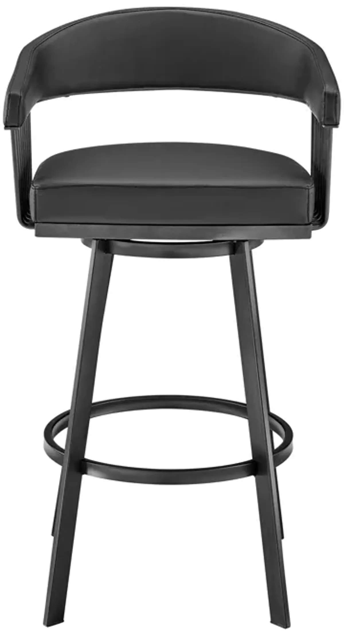 Chelsea 30" Bar Height Swivel Bar Stool in Black Finish and Black Faux Leather