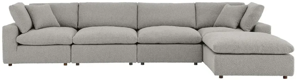 Commix Down Filled Overstuffed Boucle Fabric 5-Piece Sectional Sofa