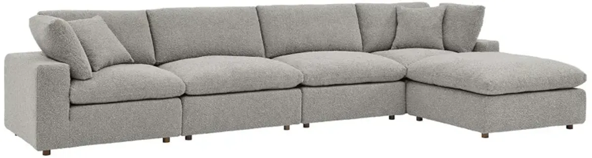 Commix Down Filled Overstuffed Boucle Fabric 5-Piece Sectional Sofa