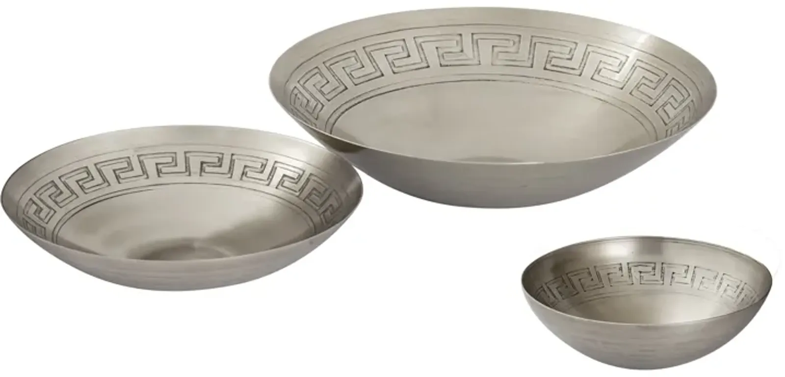 Greek Key Bowl - Set of 3 Nickel