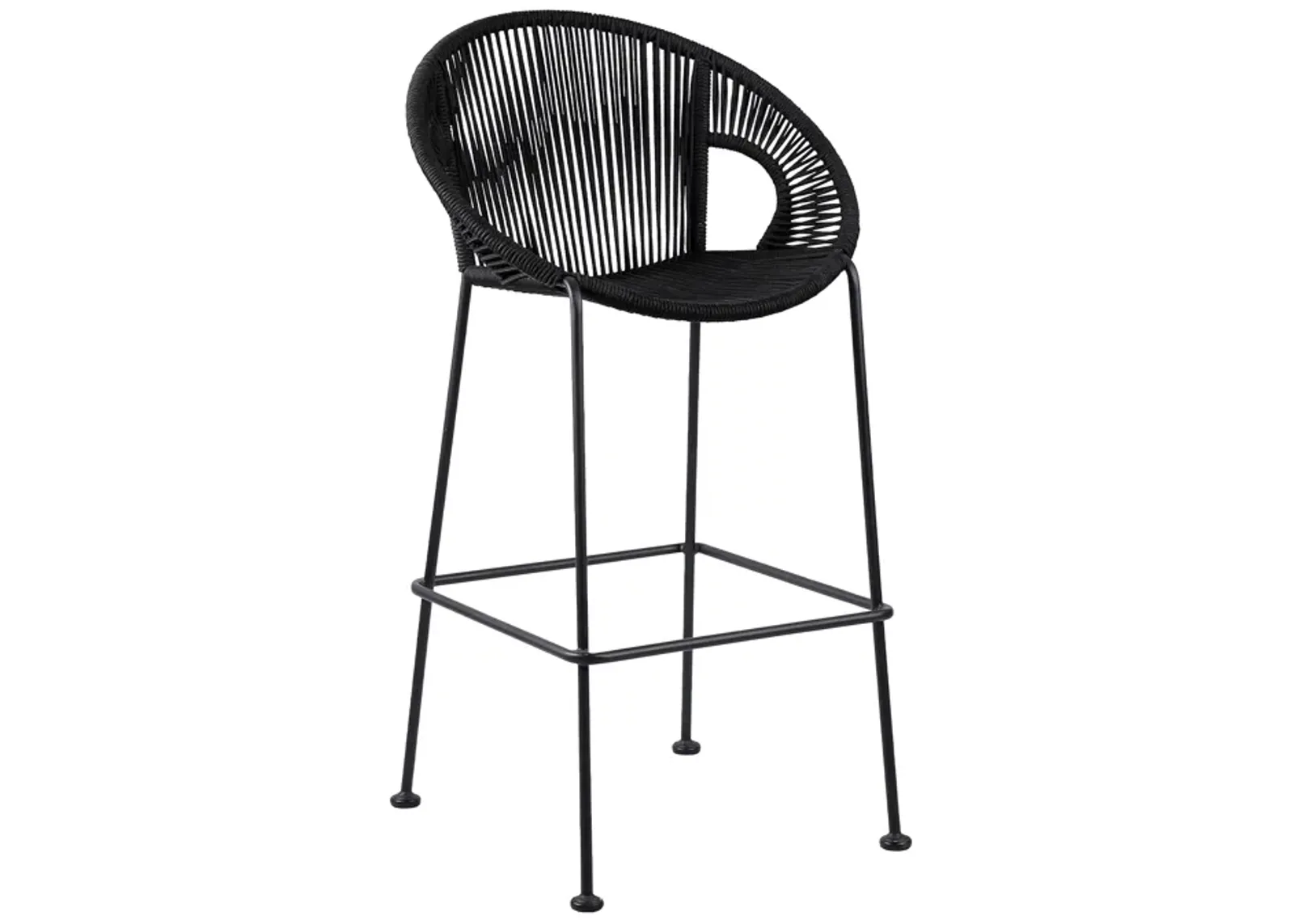 Acapulco 30" Indoor Outdoor Steel Bar Stool with Black Rope