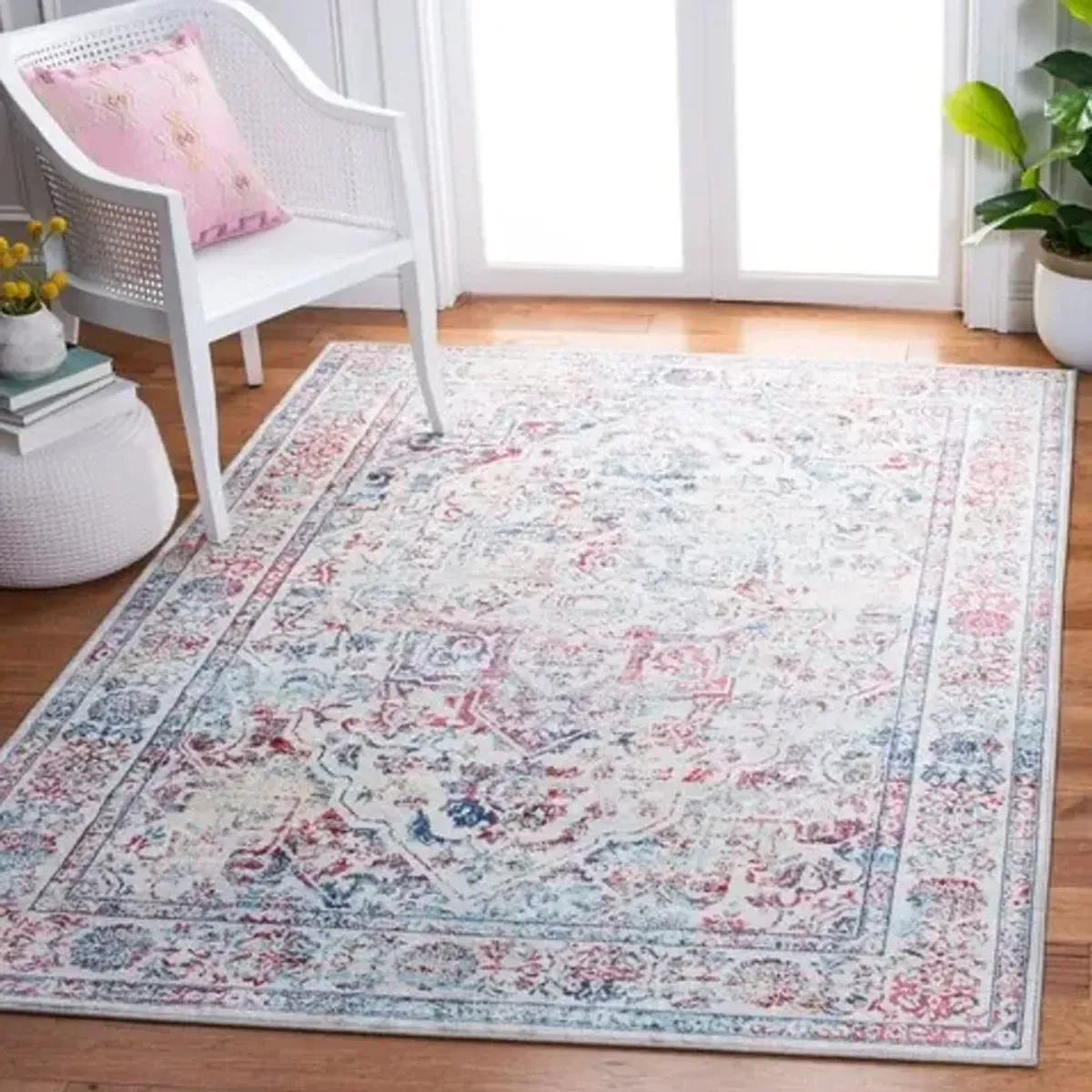 Brentwood 832 Ivory / Blue 8' X 10' Large Rectangle Powerloomed Rug