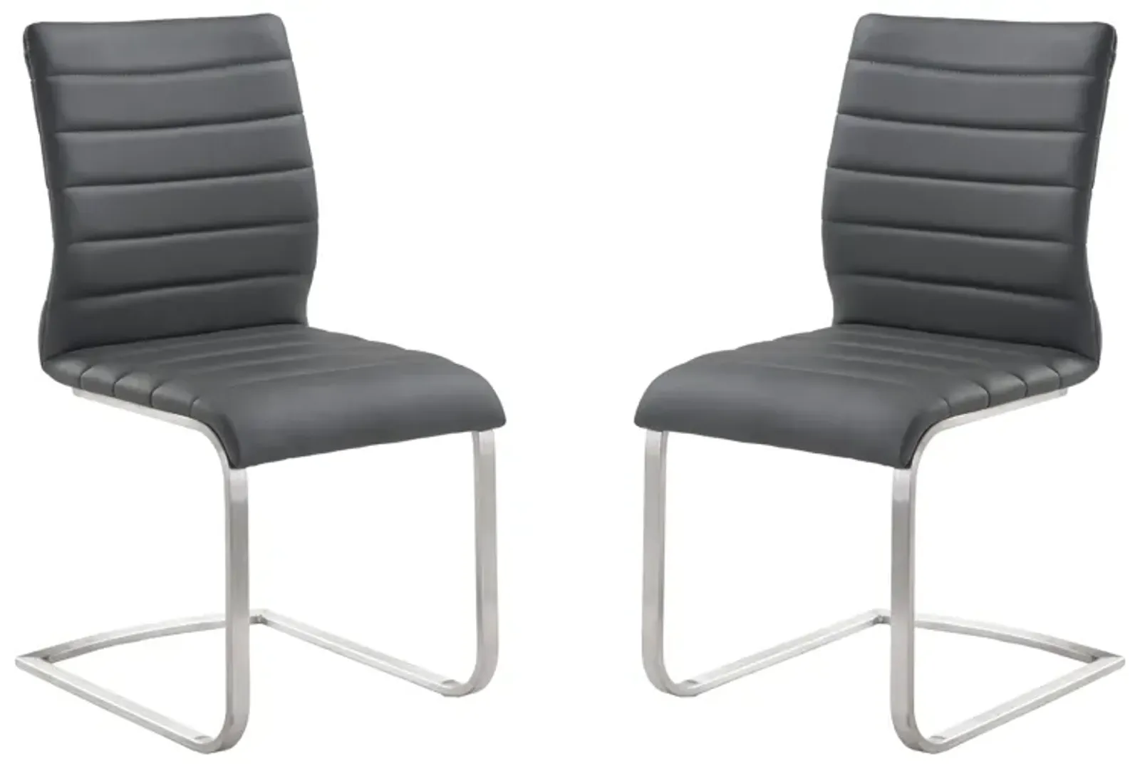 Fusion Contemporary Side Chair In Gray and Stainless Steel - Set of 2