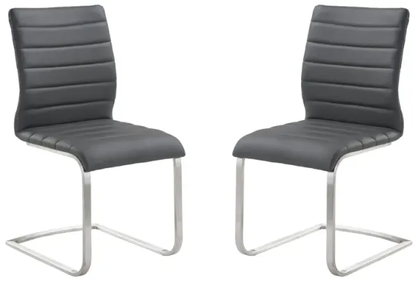 Fusion Contemporary Side Chair In Gray and Stainless Steel - Set of 2