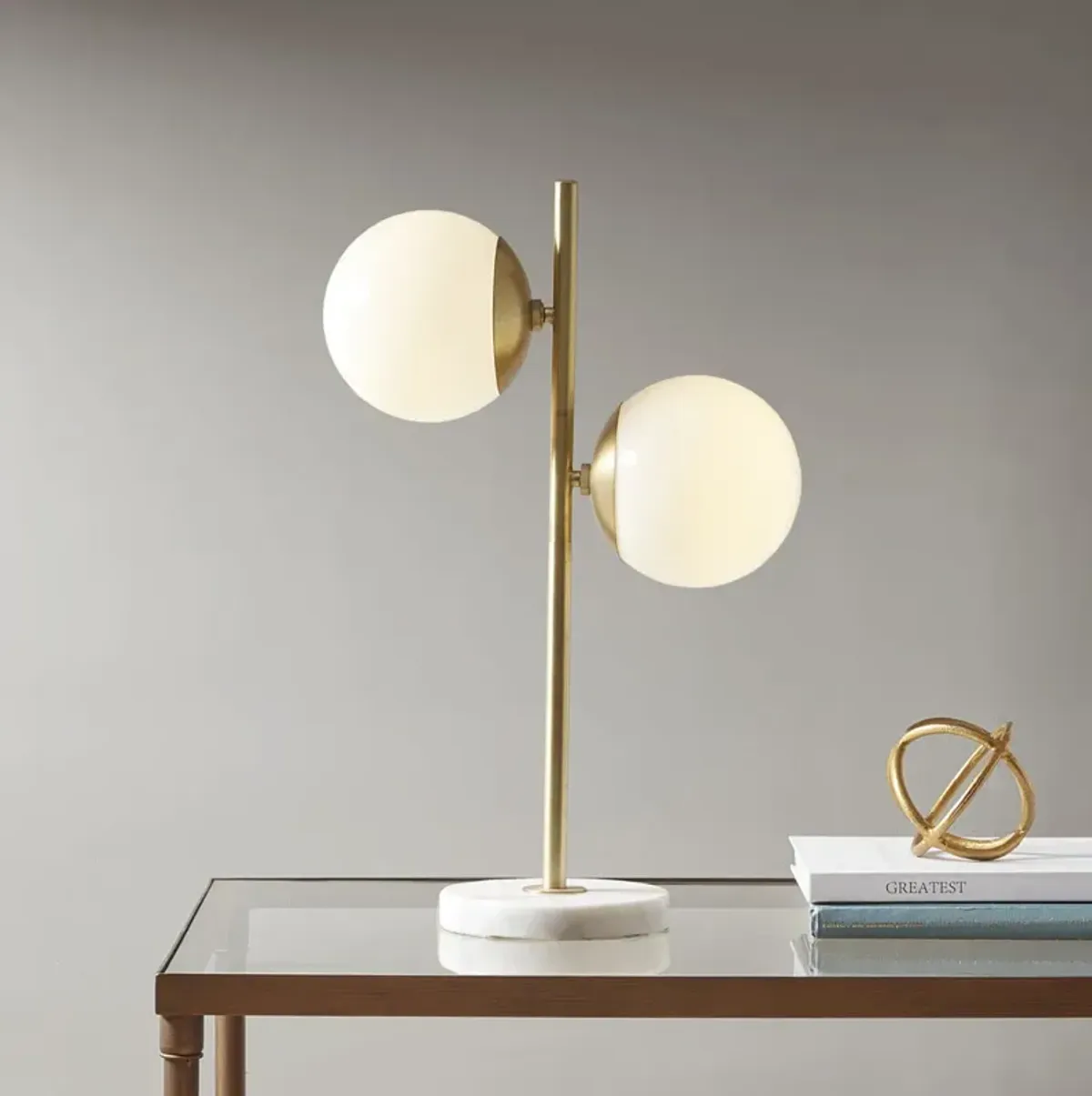 INK+IVY Holloway White/Gold Marble Base Table Lamp