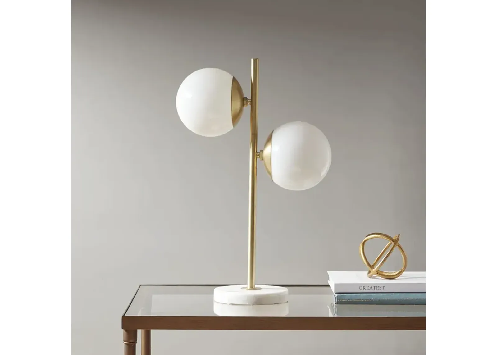 INK+IVY Holloway White/Gold Marble Base Table Lamp