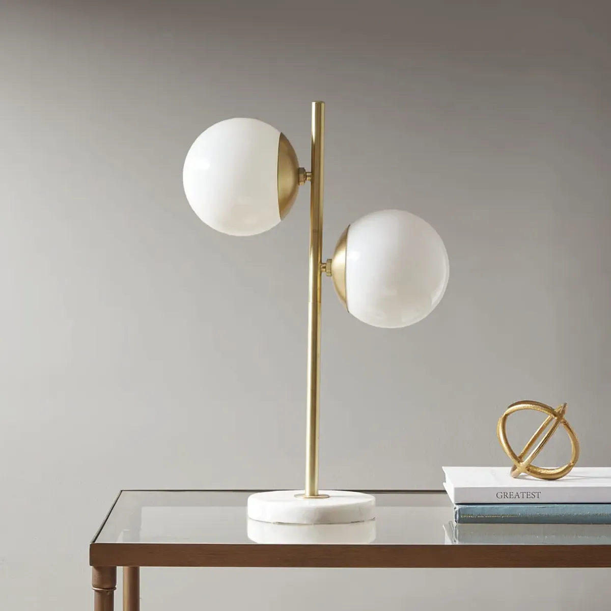 INK+IVY Holloway White/Gold Marble Base Table Lamp