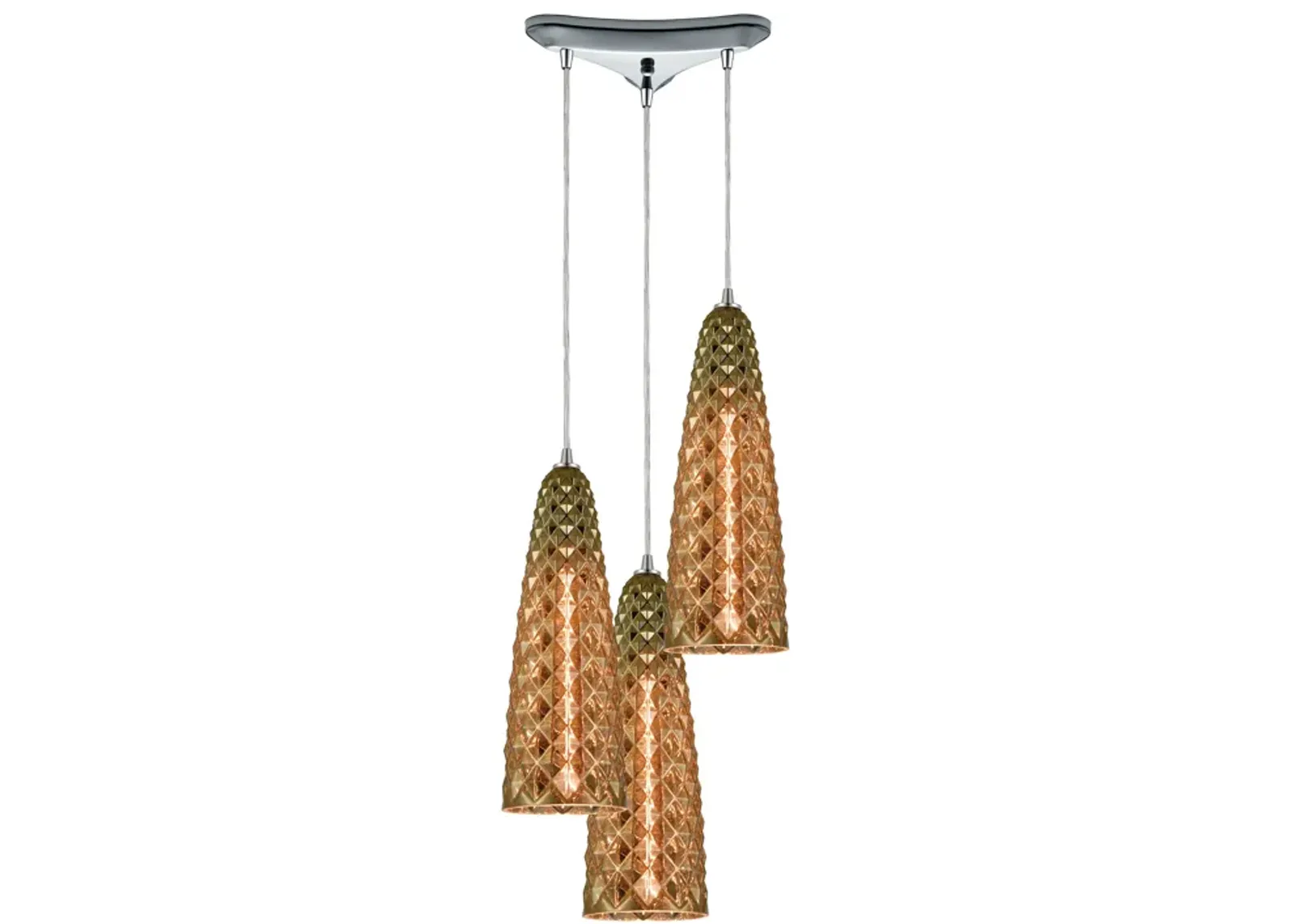 Glitzy 12" Wide 3-Light Mini Pendant - Polished Chrome