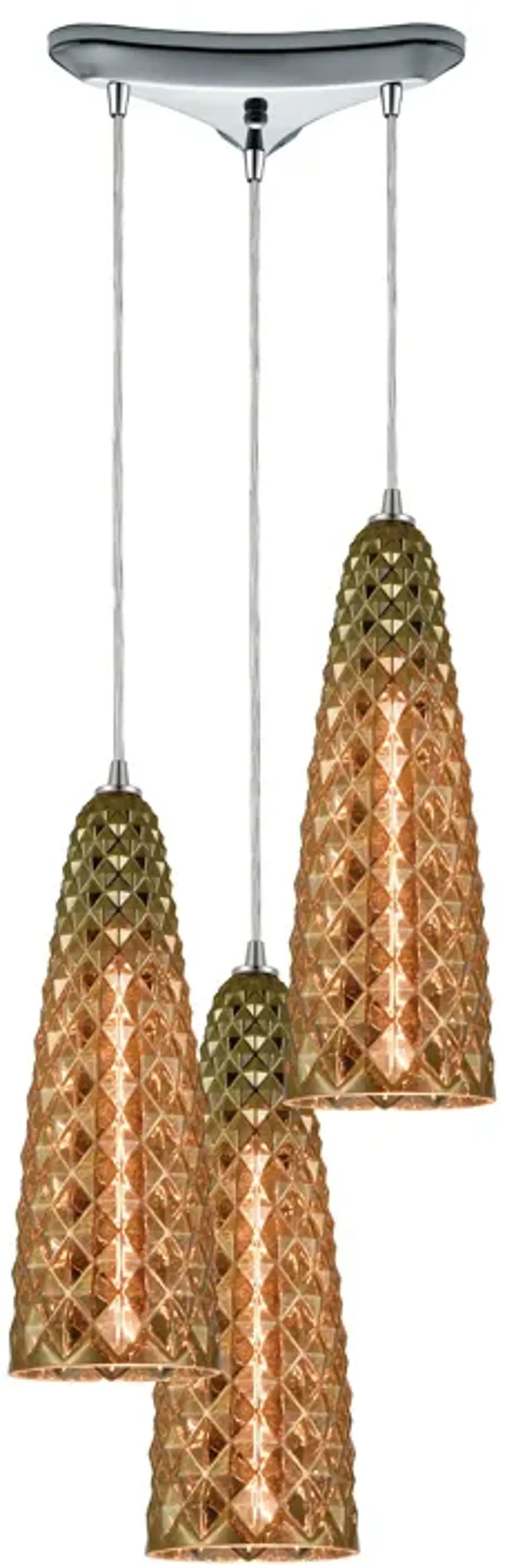 Glitzy 12" Wide 3-Light Mini Pendant - Polished Chrome