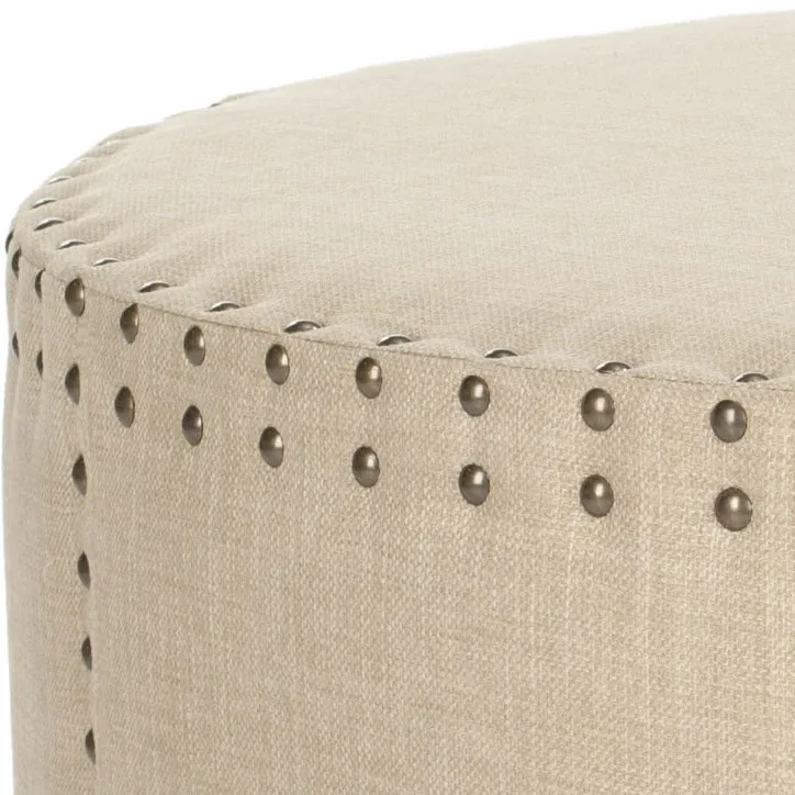 SHERRI COCKTAIL OTTOMAN - BRASS NAIL HEADS