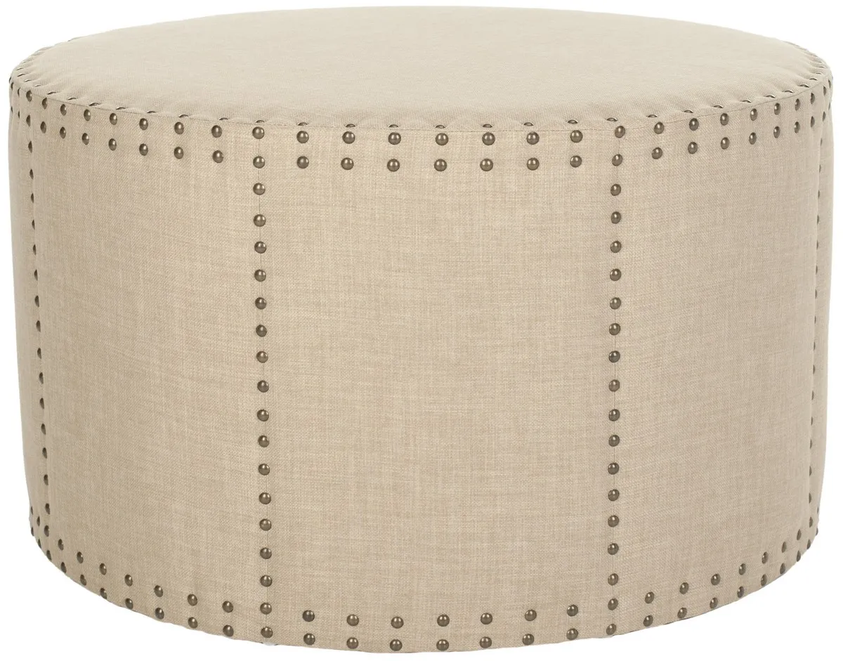 SHERRI COCKTAIL OTTOMAN - BRASS NAIL HEADS