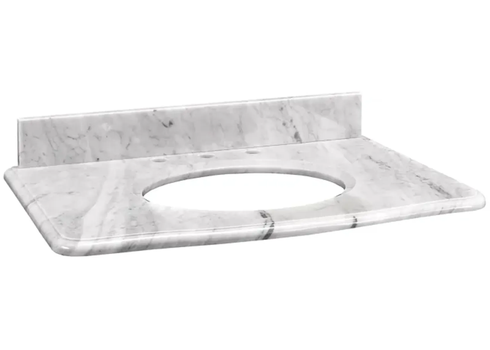 Brandy 31-inch Stone Top in White Carrara Marble for Oval Undermount Sink