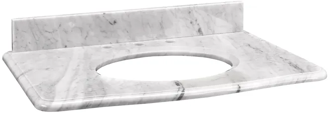 Brandy 31-inch Stone Top in White Carrara Marble for Oval Undermount Sink