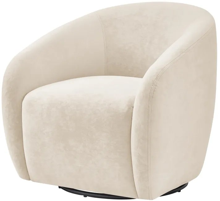 Regina Velvet Swivel Accent Arm Chair, Dainty Cream