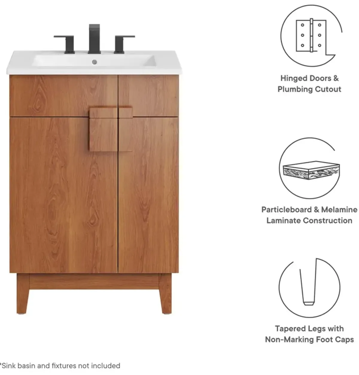 Miles 24" Bathroom Vanity Cabinet (Sink Basin Not Included)