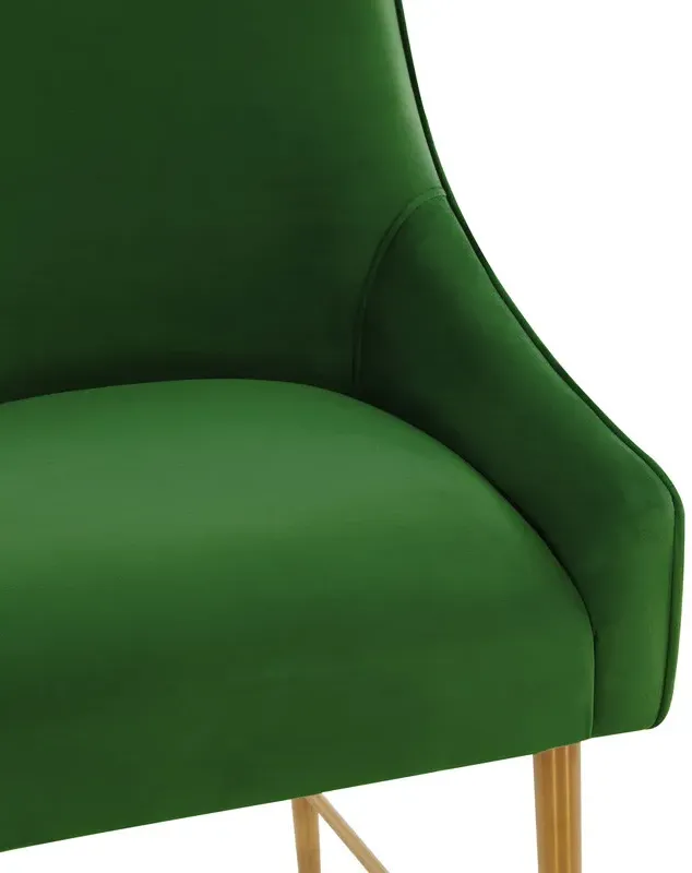 Beatrix Green Velvet Bar Stool - Gold Legs