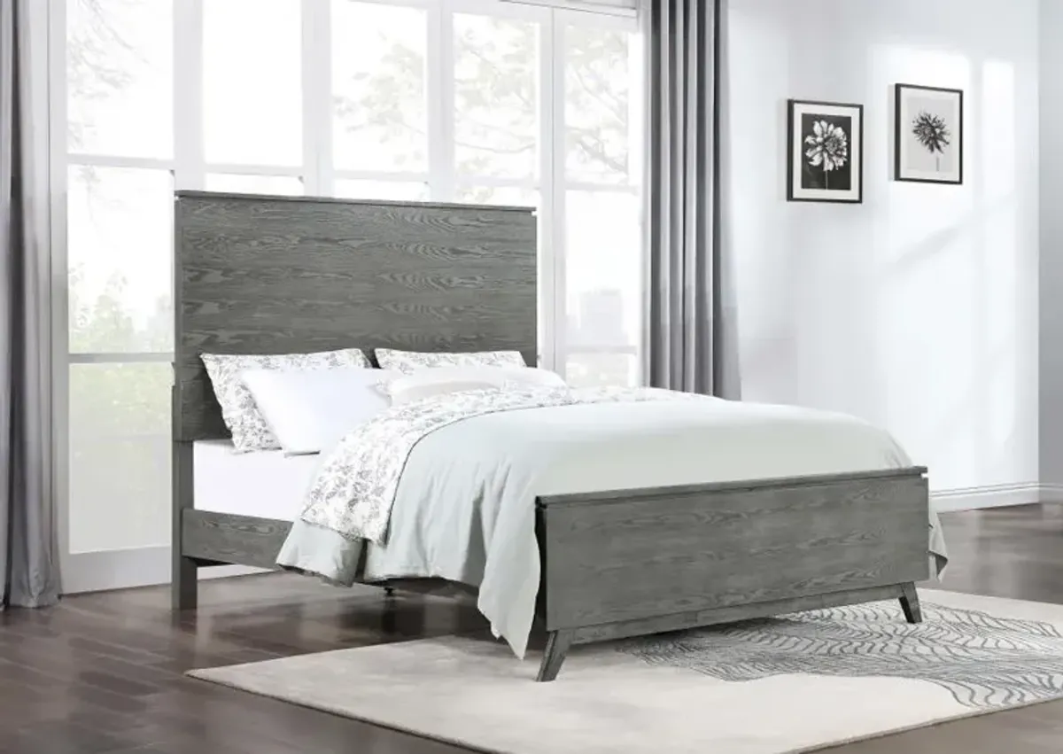 Nathan High Headboard California King Panel Bed Grey