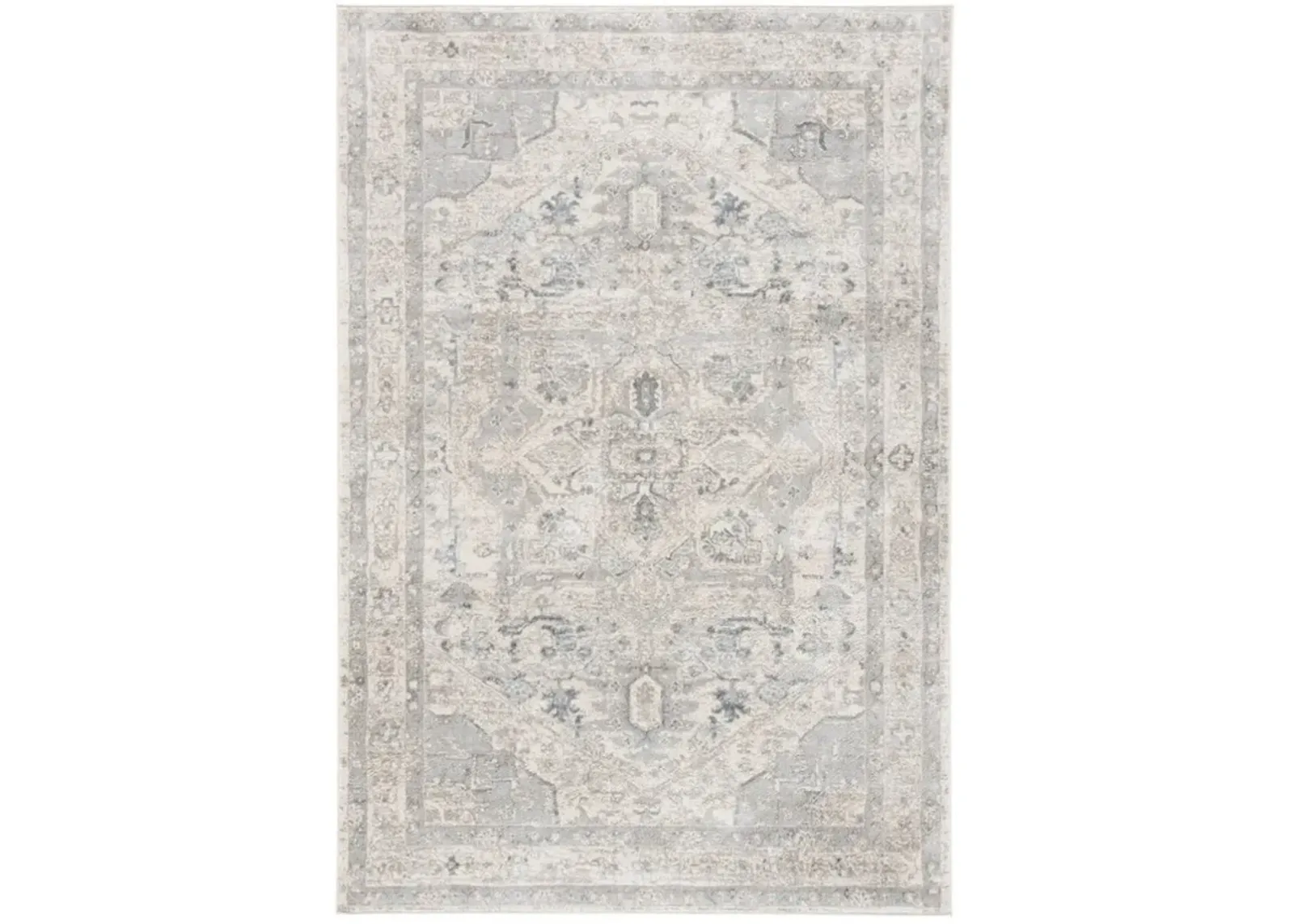 Brentwood 852 Ivory / Grey 4' X 6' Small Rectangle Powerloomed Rug