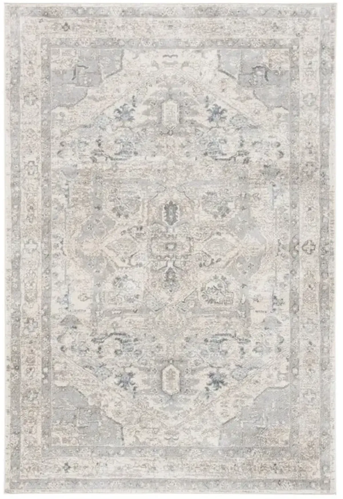 Brentwood 852 Ivory / Grey 4' X 6' Small Rectangle Powerloomed Rug