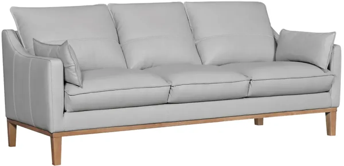 Pompeii 87" Dove Gray Leather Sofa