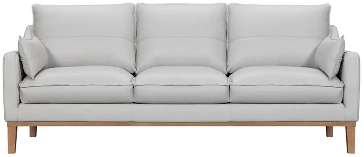 Pompeii 87" Dove Gray Leather Sofa