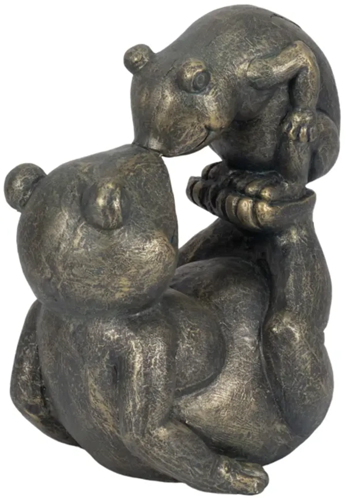 14" Frog Parent And Child Playing, Bronze