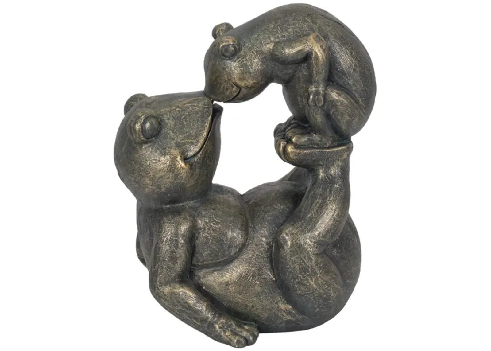 14" Frog Parent And Child Playing, Bronze