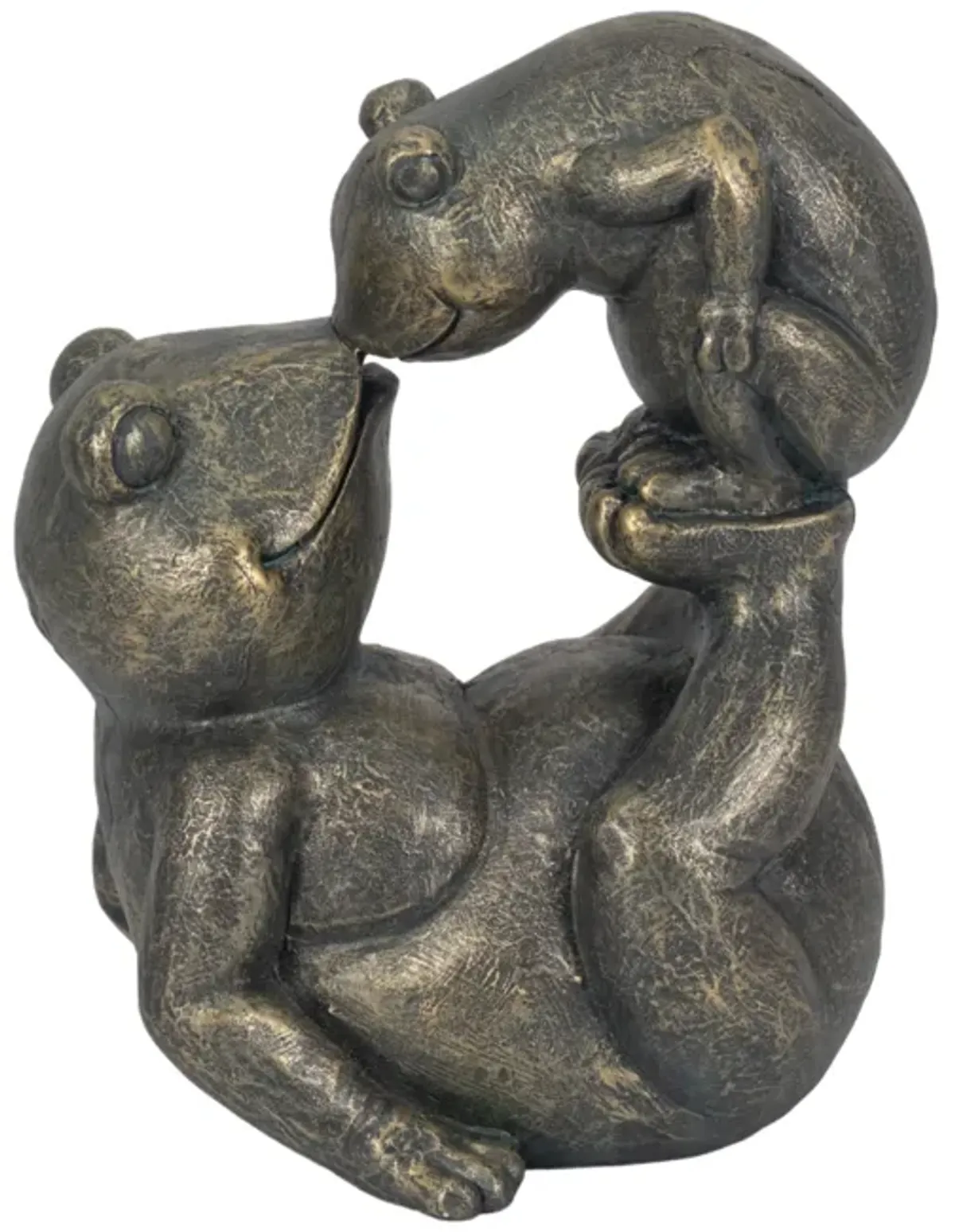 14" Frog Parent And Child Playing, Bronze