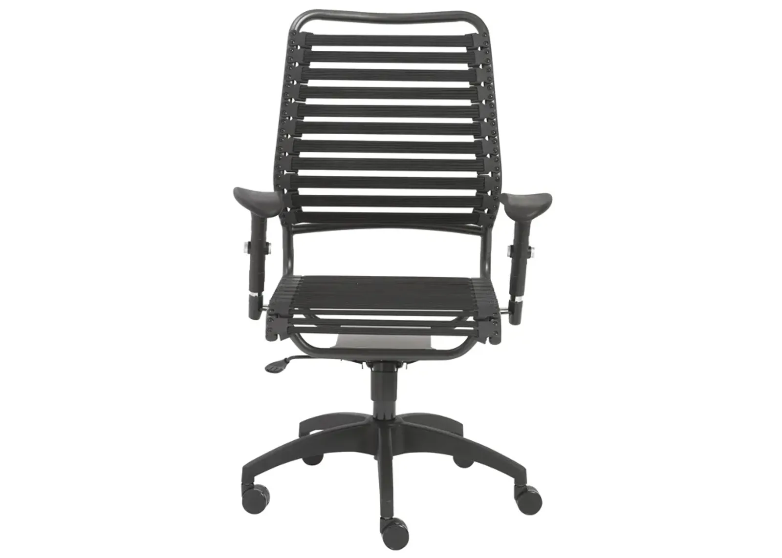 Baba Flat High Back Office Chair in Black with Graphite Black Frame and Black Base