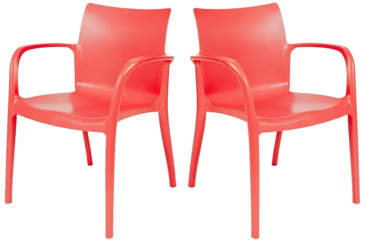 Pedro Set of 4 Stackable Armchair-Red