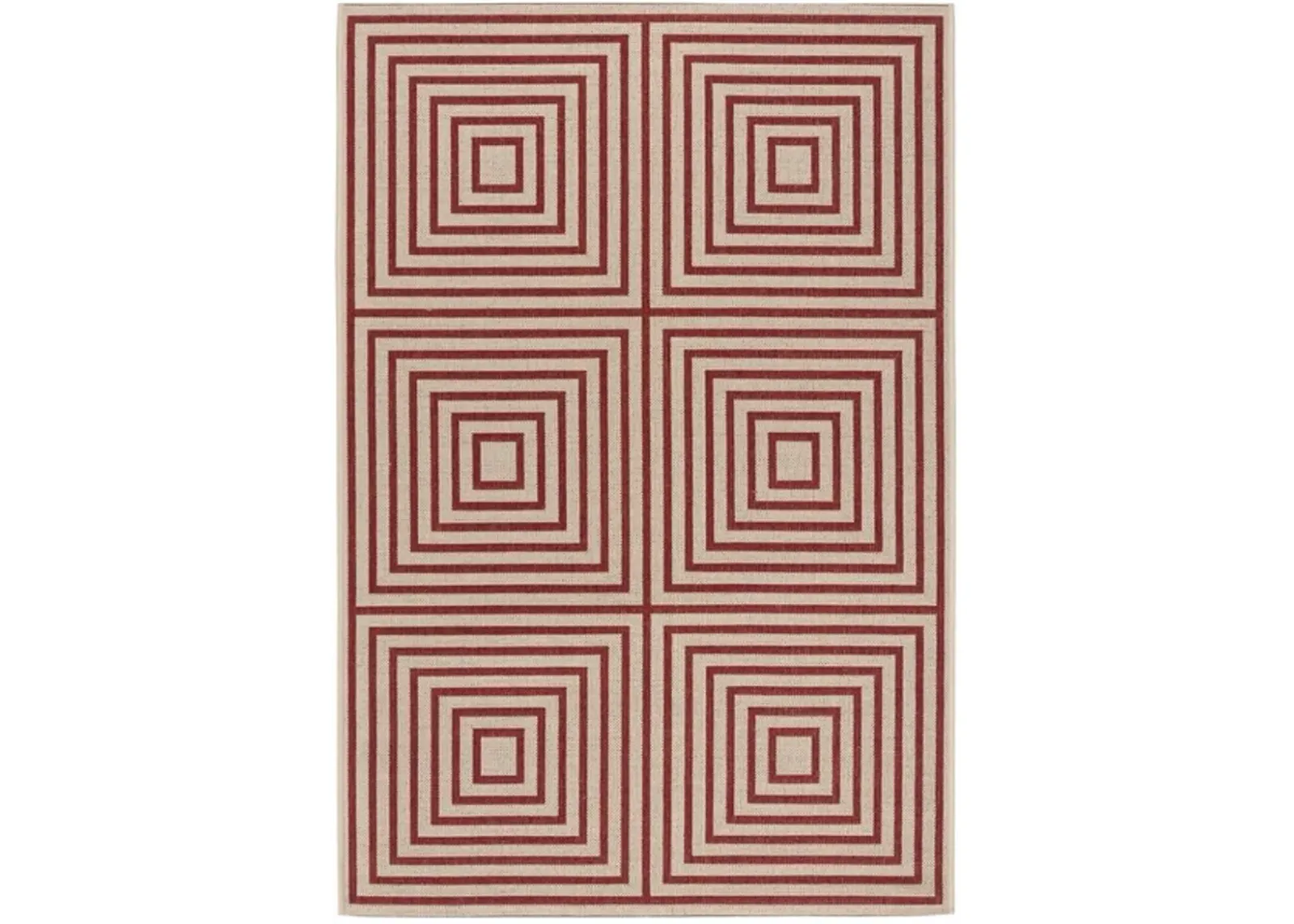 Safavieh BEACH HOUSE Collection BHS123Q-4 Red / Creme 4' X 6'