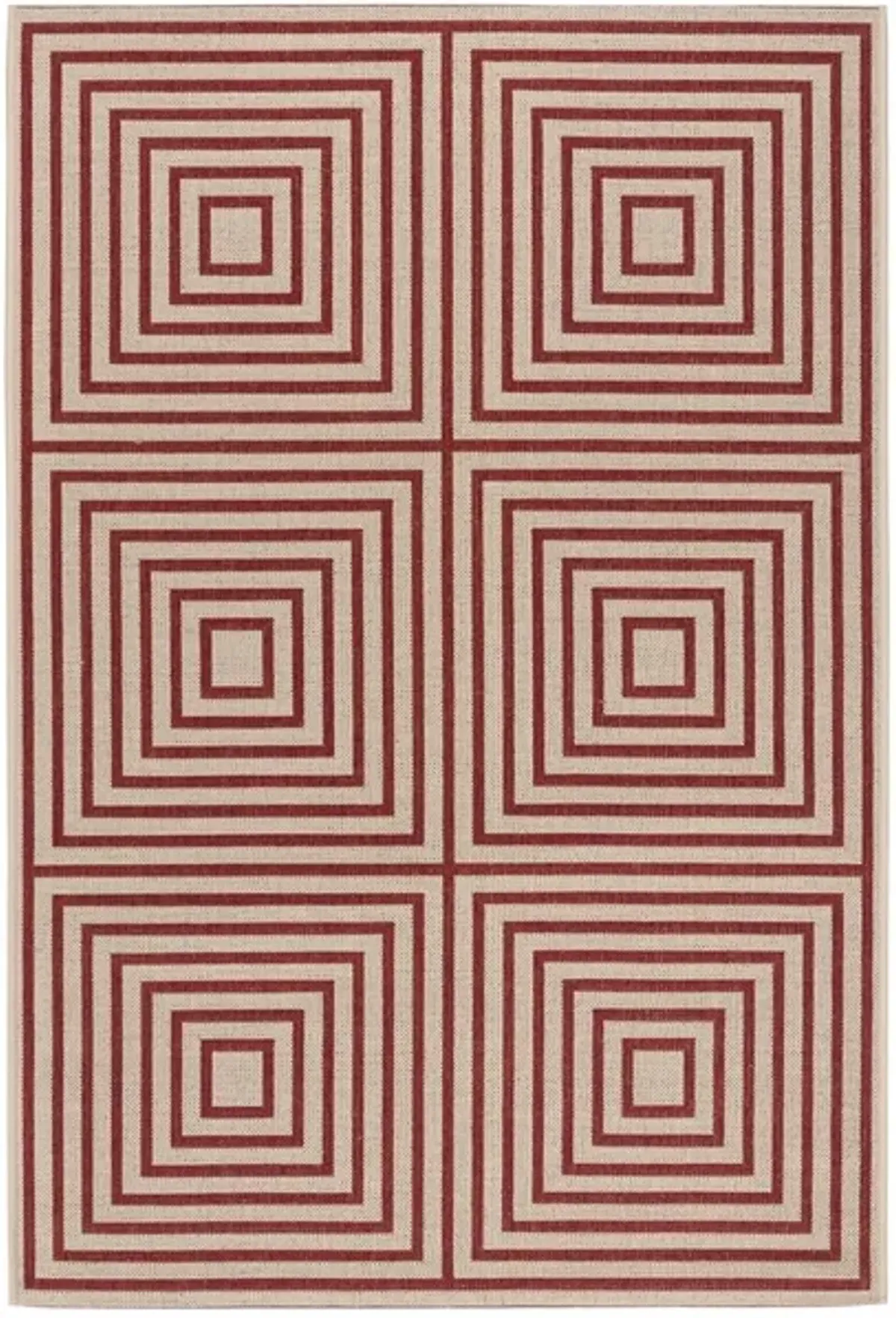 Safavieh BEACH HOUSE Collection BHS123Q-4 Red / Creme 4' X 6'