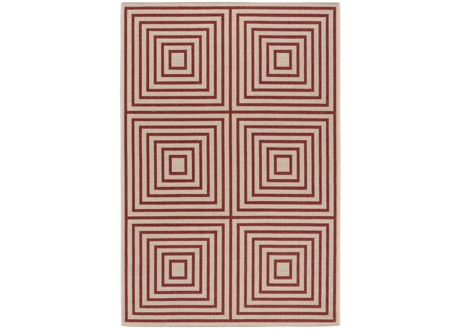 Safavieh BEACH HOUSE Collection BHS123Q-4 Red / Creme 4' X 6'