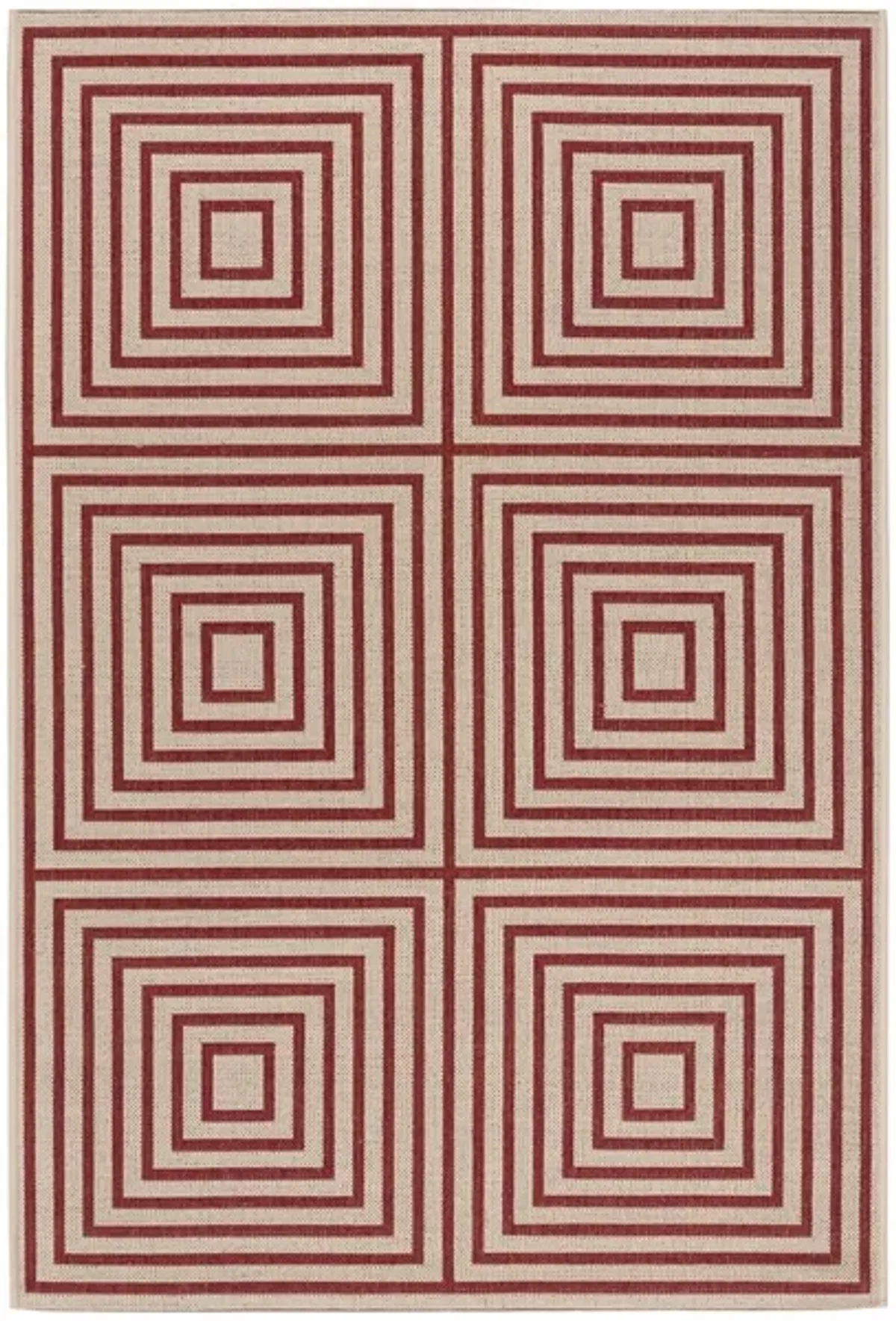 Safavieh BEACH HOUSE Collection BHS123Q-4 Red / Creme 4' X 6'