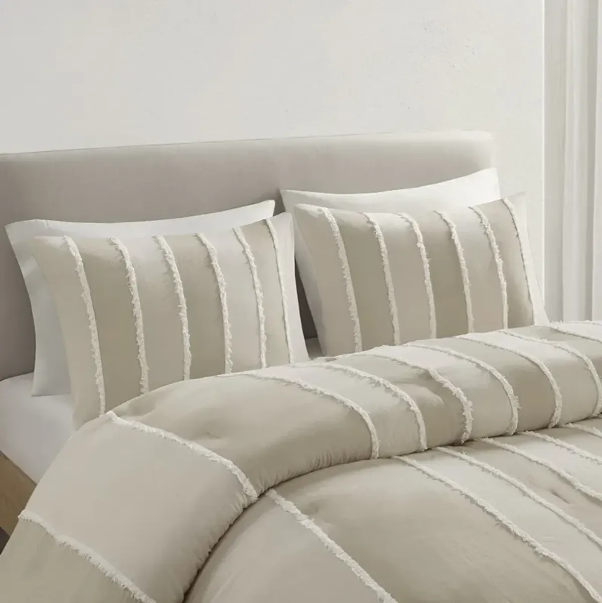 3 Piece Striped Cotton Comforter Set