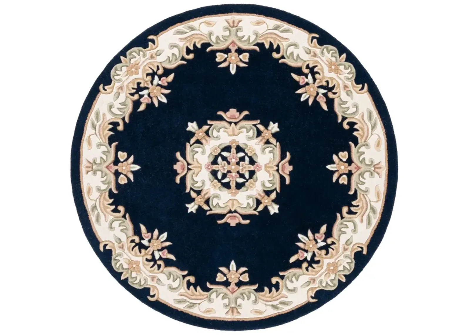 AUBUSSON 301 NAVY  6' x 6' Round Round Rug