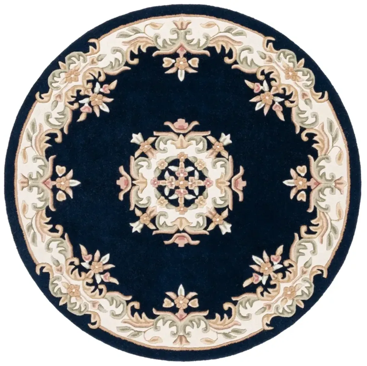 AUBUSSON 301 NAVY  6' x 6' Round Round Rug