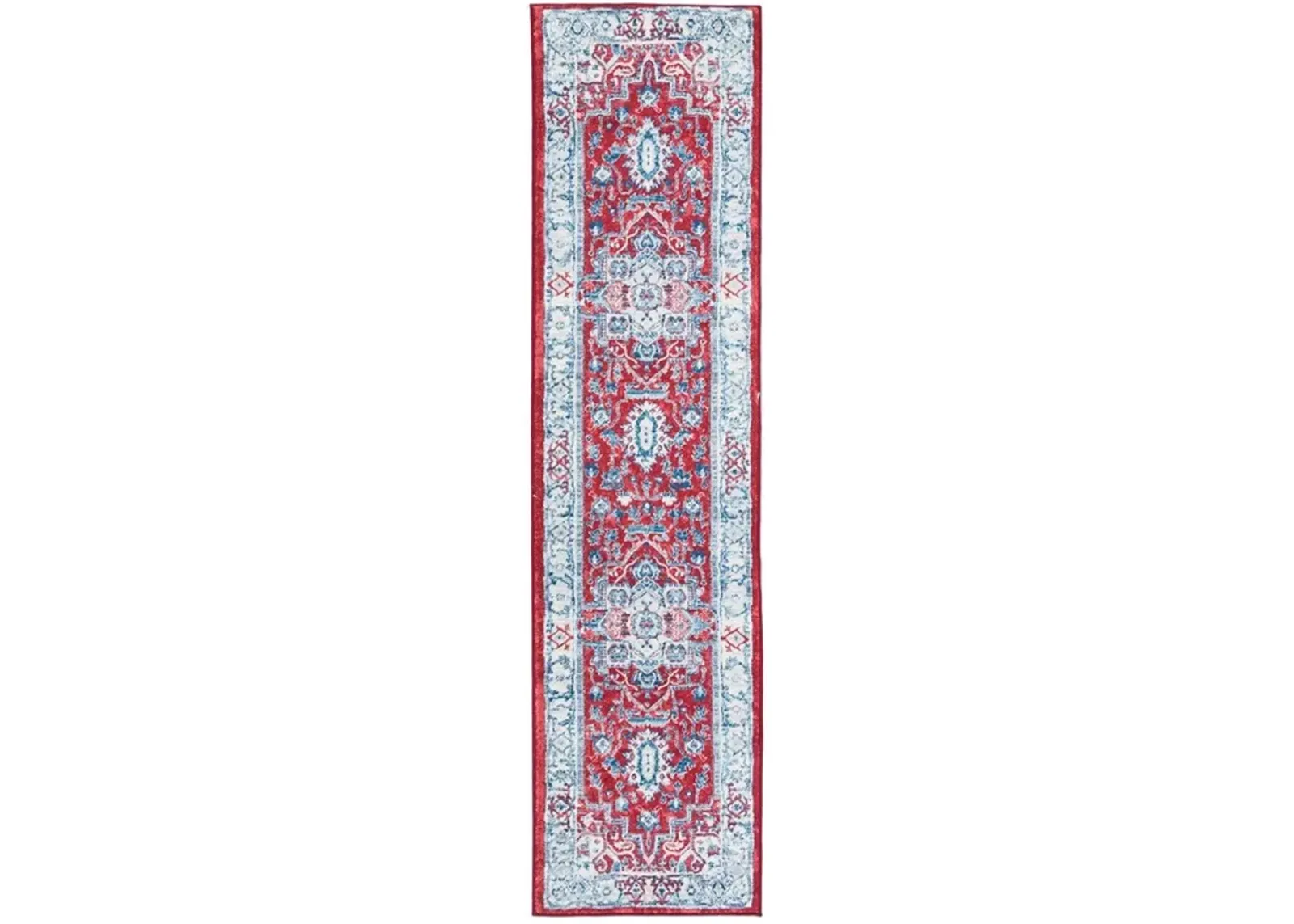 Brentwood 851 Red / Beige 2' X 8' Runner Powerloomed Rug