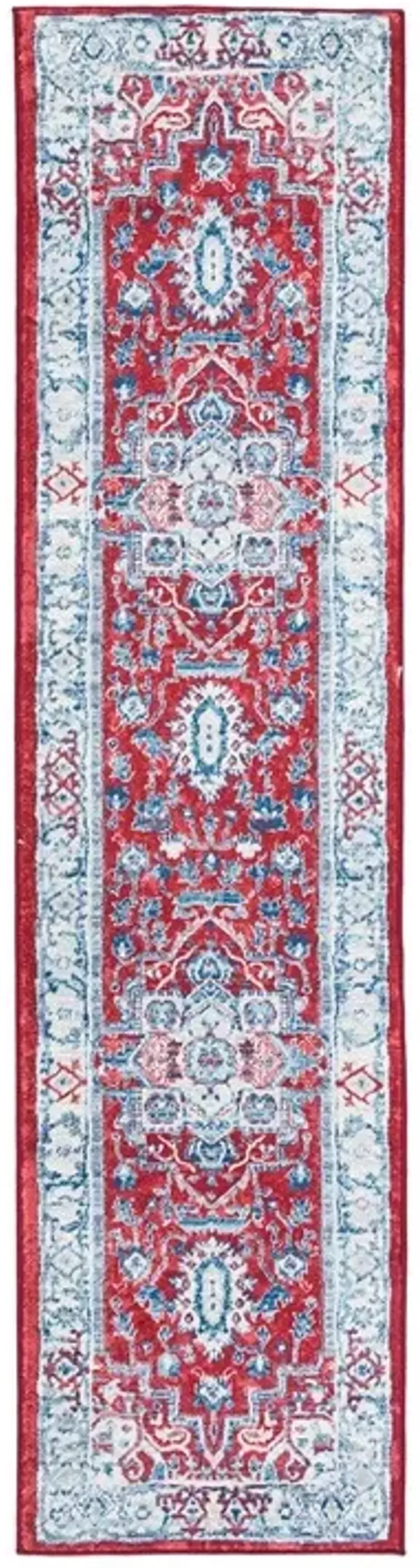 Brentwood 851 Red / Beige 2' X 8' Runner Powerloomed Rug