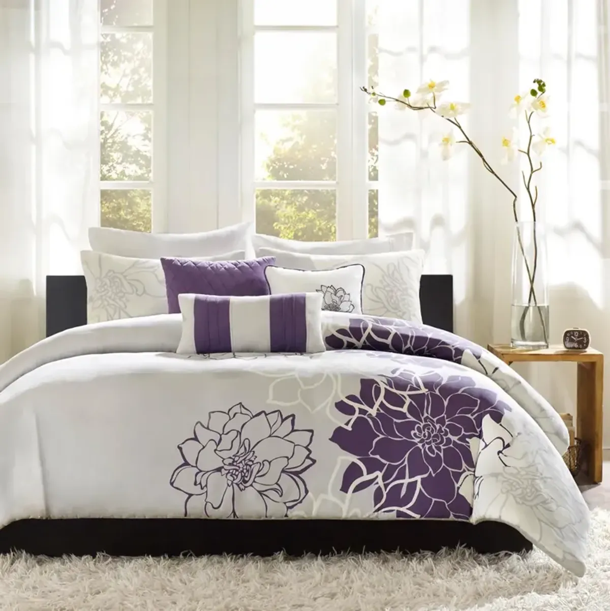 Madison Park Lola Purple 6 Piece Printed Duvet Cover Set