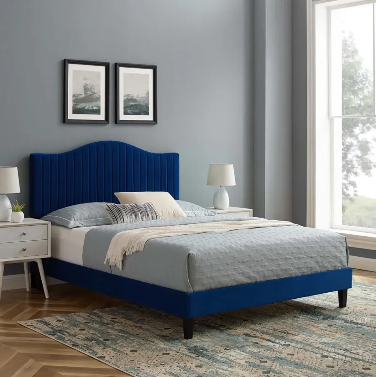 Juniper Channel Tufted Performance Velvet Full Platform Bed