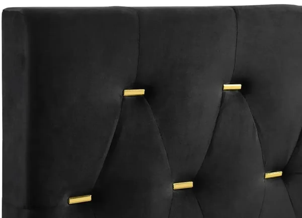 Kendall Tufted Panel California King Bed Black and Gold