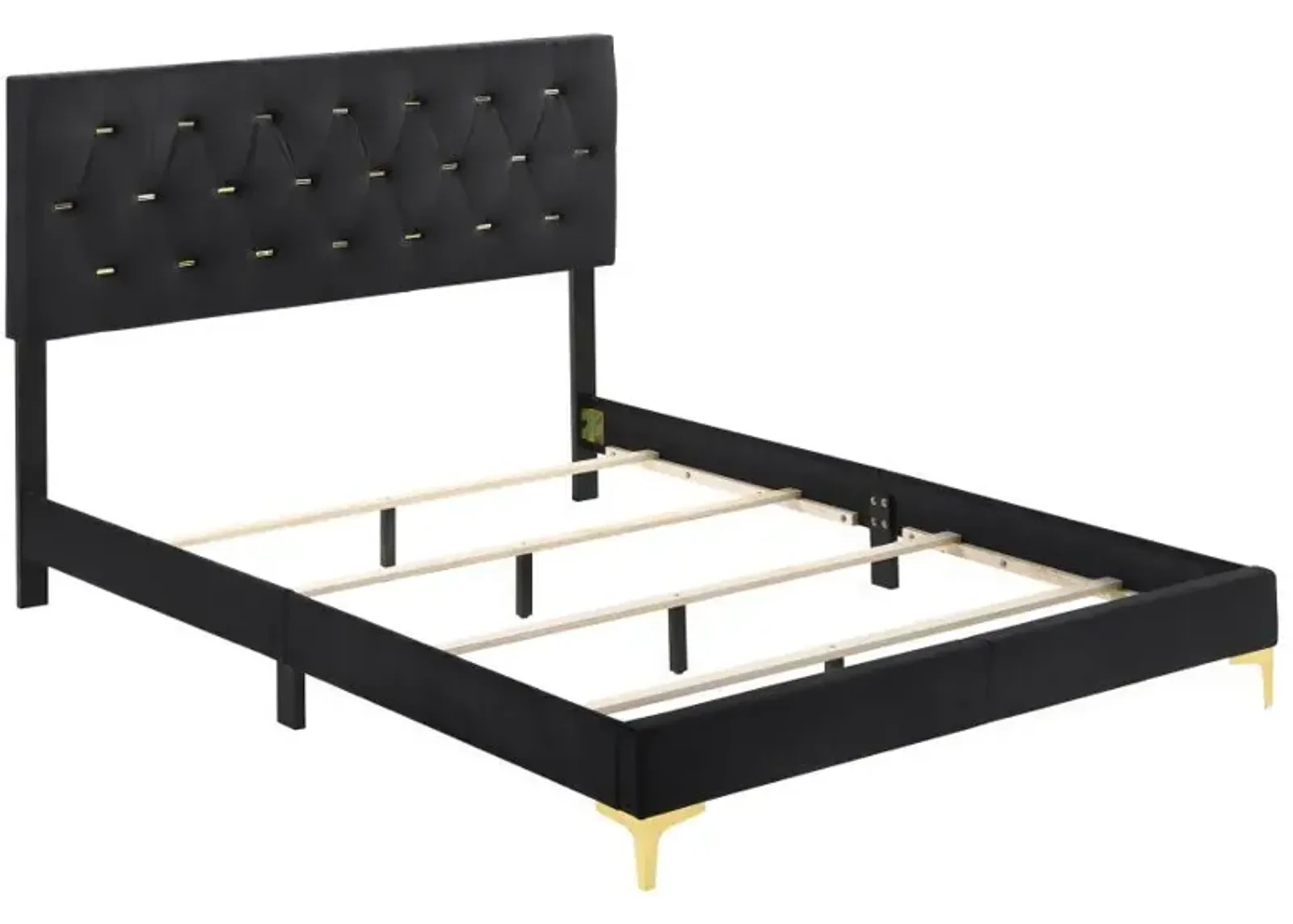 Kendall Tufted Panel California King Bed Black and Gold