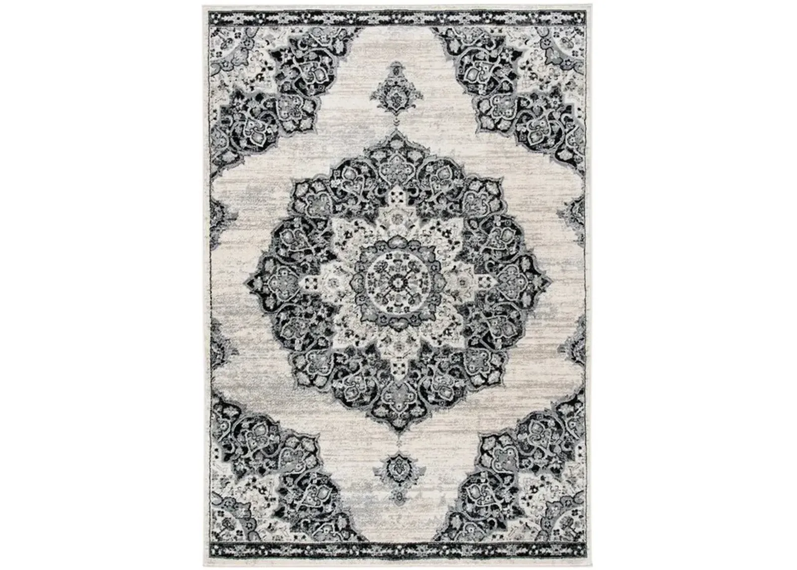 Brentwood 802 Ivory / Black 3' X 5' Small Rectangle Powerloomed Rug