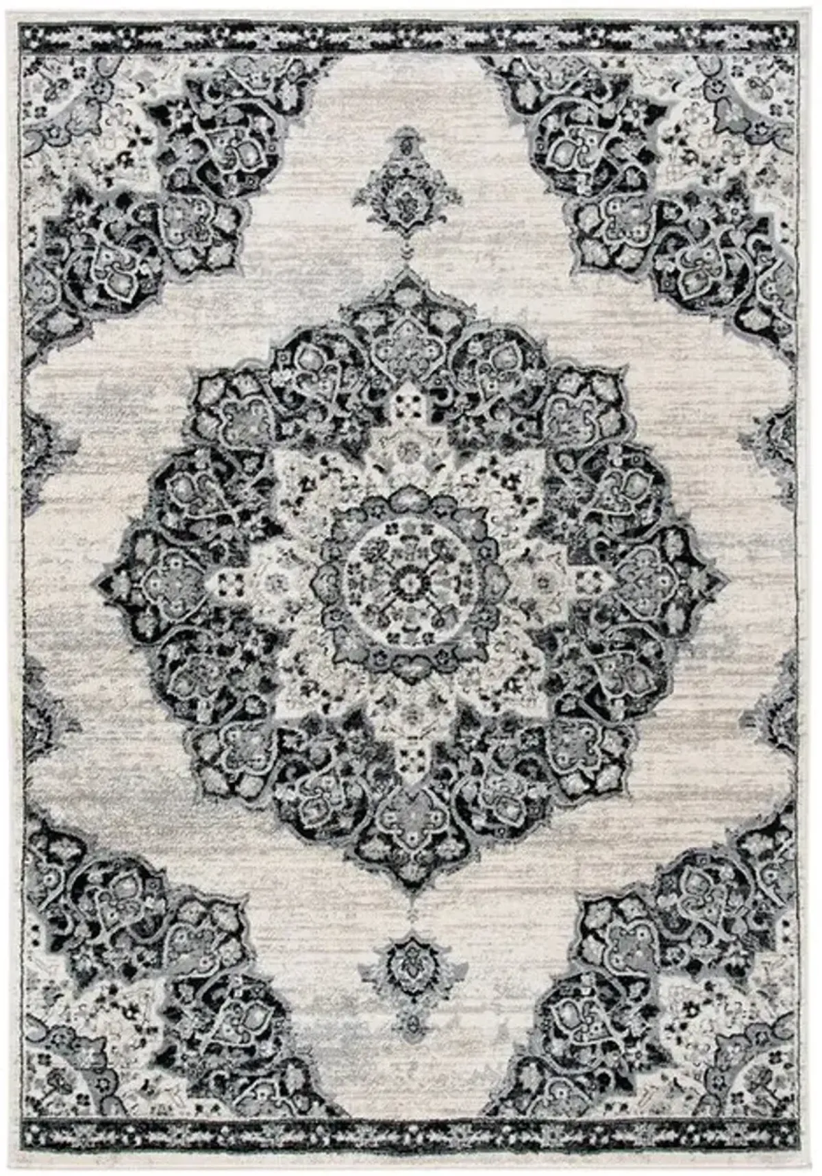 Brentwood 802 Ivory / Black 3' X 5' Small Rectangle Powerloomed Rug