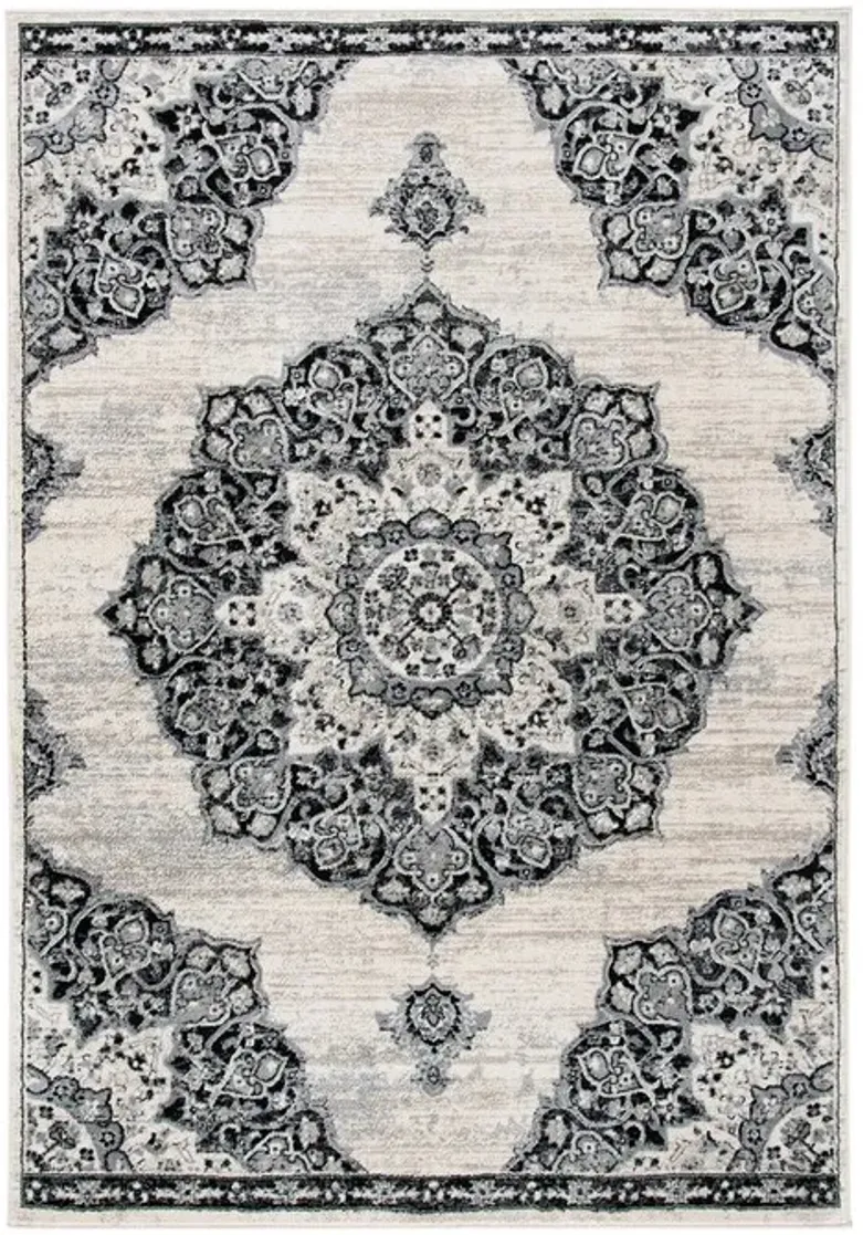 Brentwood 802 Ivory / Black 3' X 5' Small Rectangle Powerloomed Rug