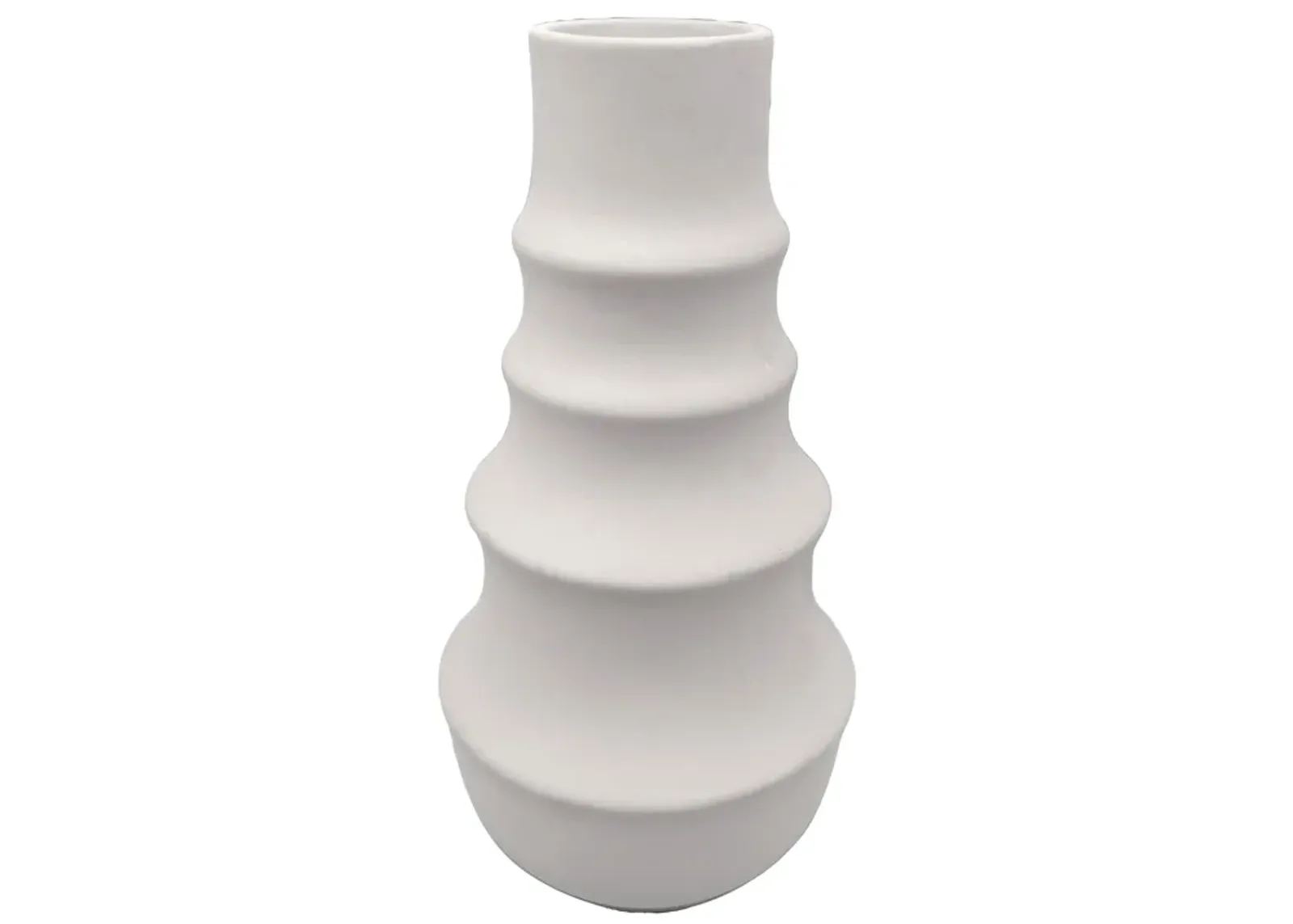 Cer,11",ring Pattern Vase,white