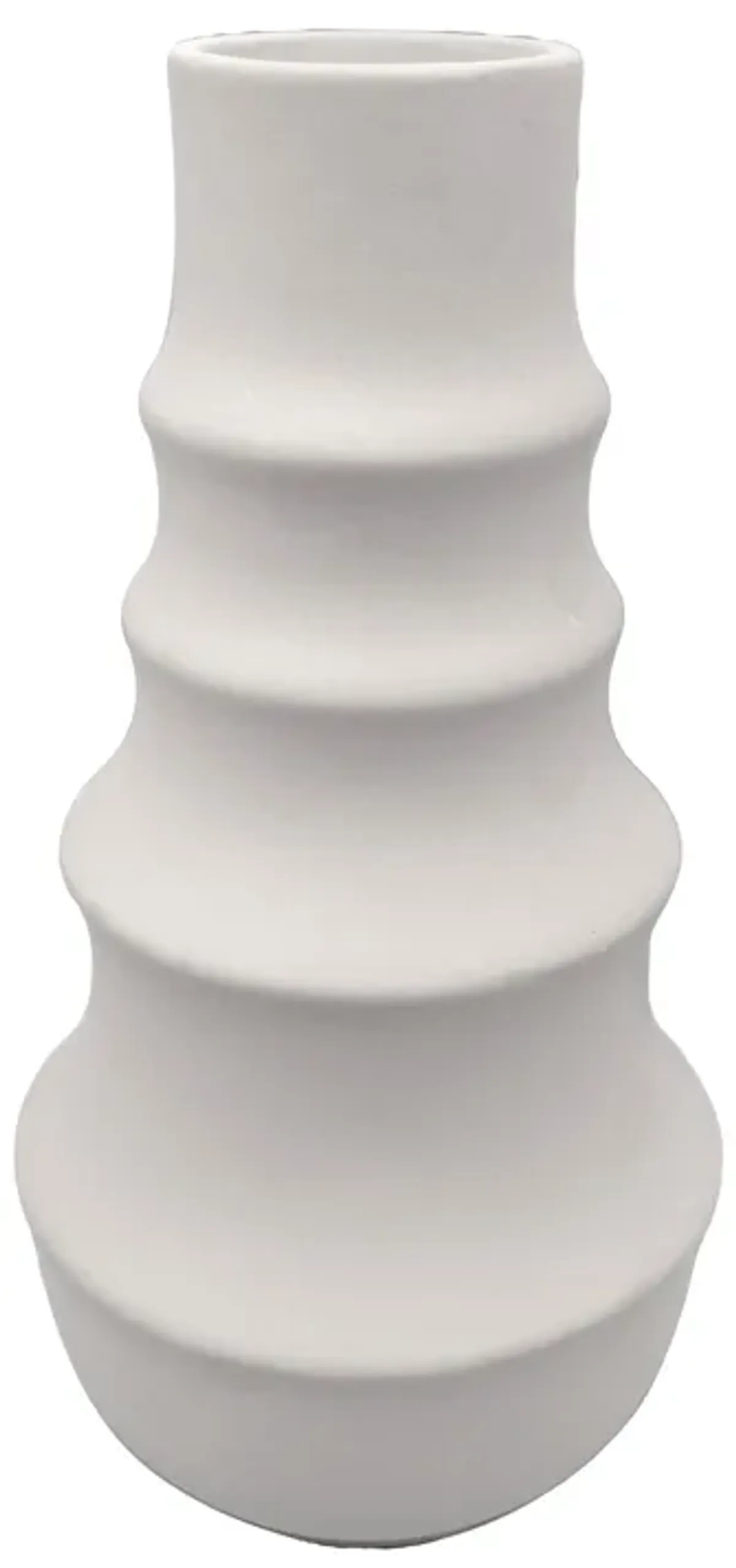 Cer,11",ring Pattern Vase,white