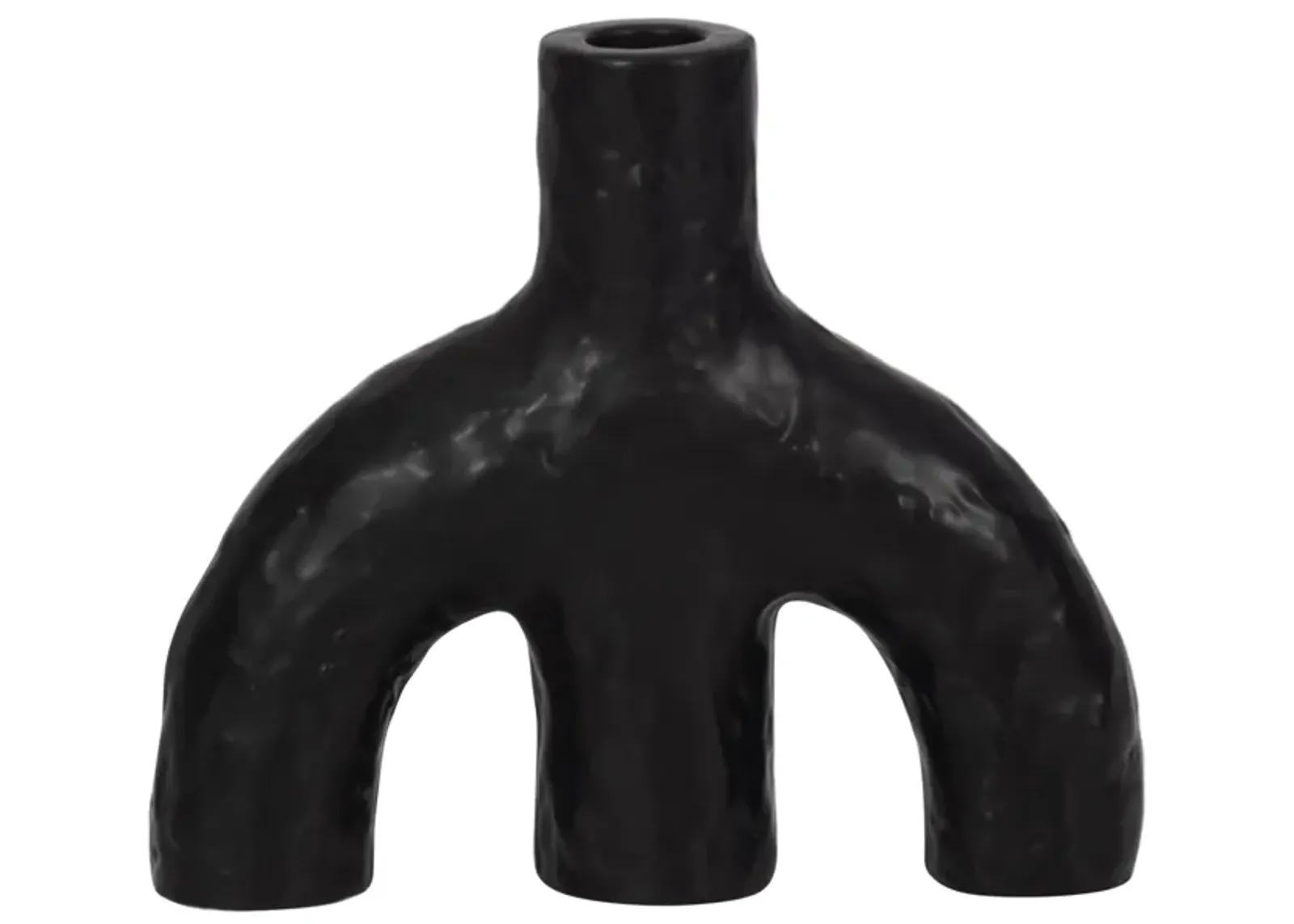 7" Volcano Texture Double Arched Taper Holder, Bla